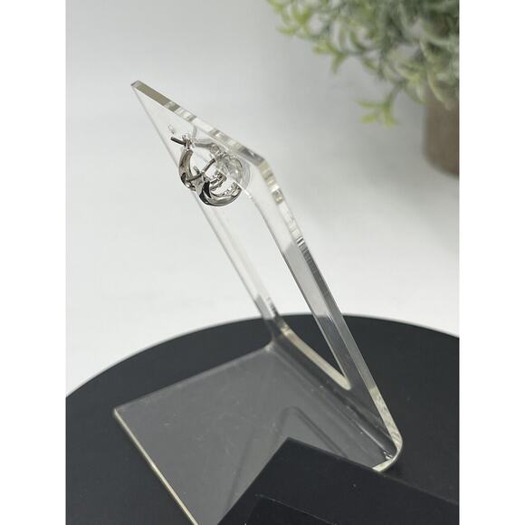 Givenchy Silver Tone Small Twisted Crystal Hoop Pierced Earrings New - Picture 6 of 10
